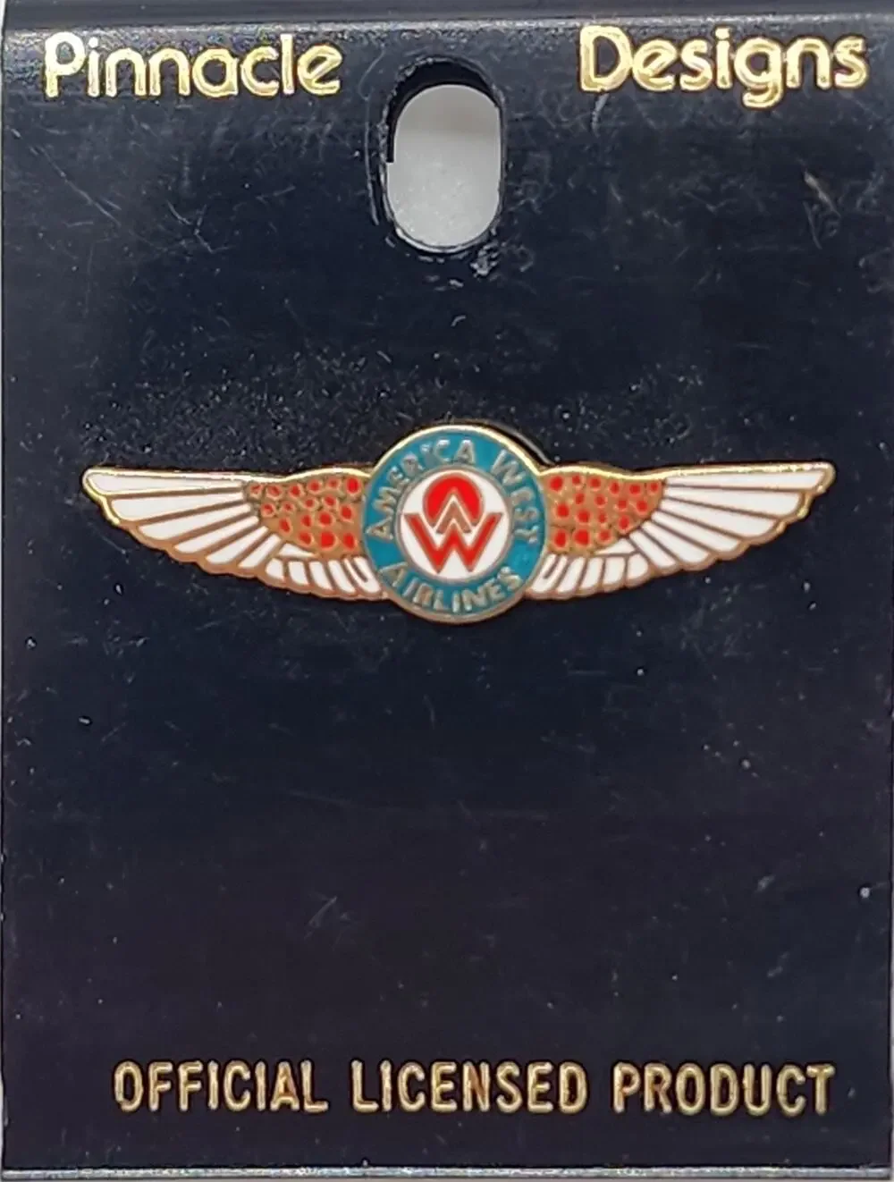America West Airlines Enamel Wings Promo Single Pin Pinback On Card